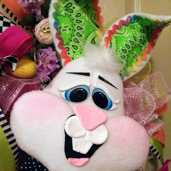 Easter Bunny Wreath, Easter Wreath for Front Door, Spring Wreath for Front Door - Picture 6 of 8